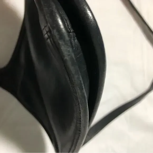 Vintage coach black leather mini hippie flap 9142 crossbody purse bag adjustable - Picture 9 of 11